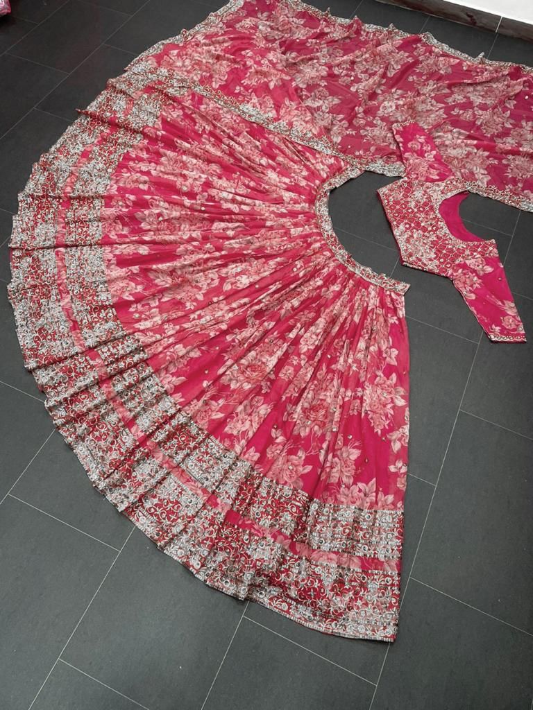 Beautiful red color georgette designer lehenga choli buy now - Joshindia