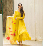 Beautiful Printed Cotton Fabric gown With Heavy Manual - Joshindia