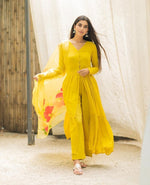 Beautiful Printed Cotton Fabric gown With Heavy Manual - Joshindia