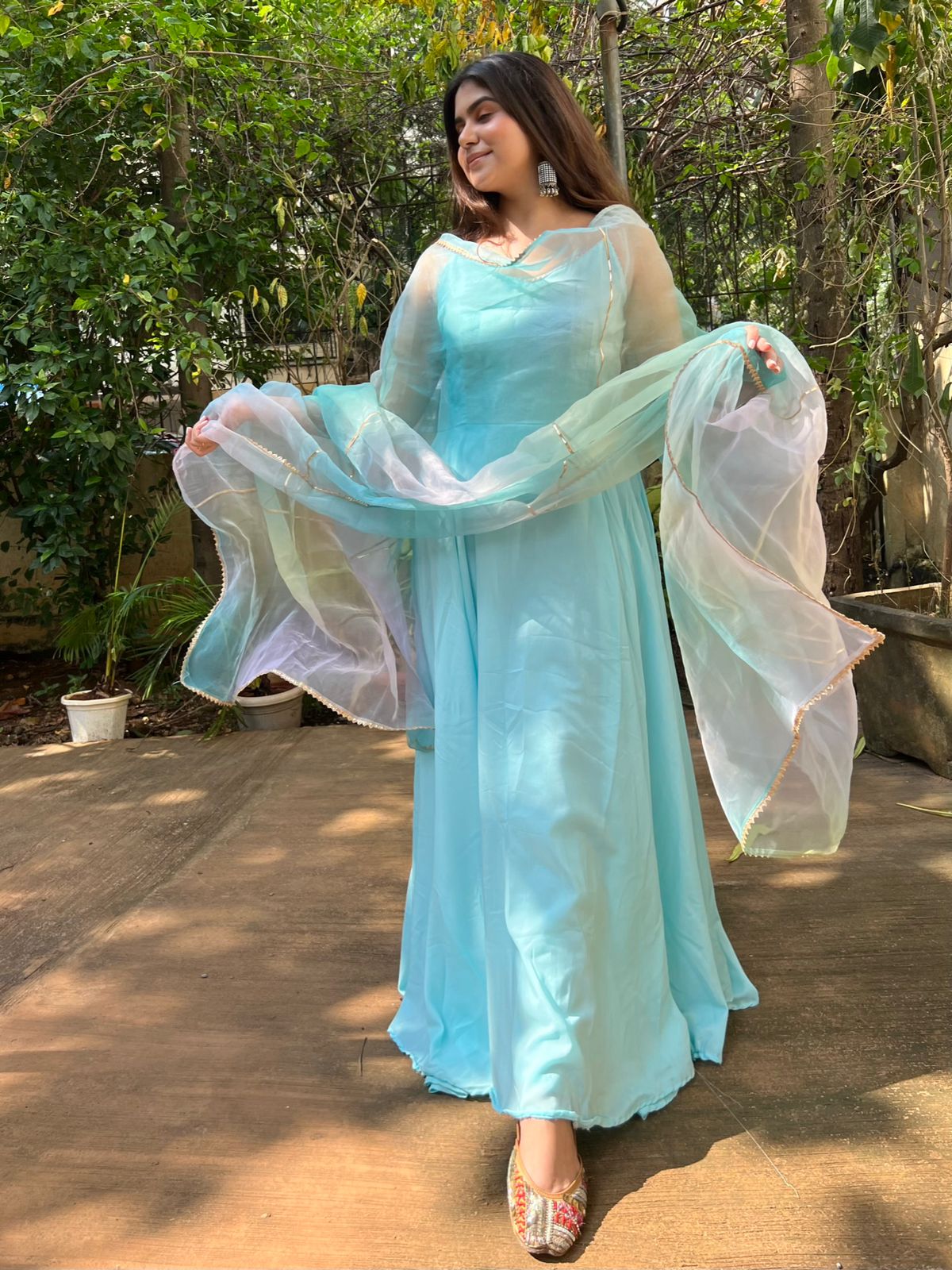 Royal Blue Color Full Stitched Anarkali With Stitch Pant - Joshindia