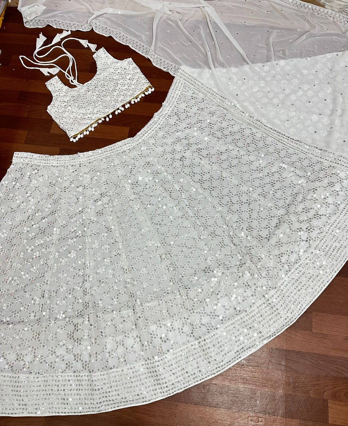Trending White Mirror Work Lehenga Choli For Wedding - Joshindia