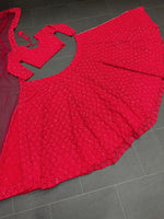 navratri red chaniya choli for women latest design - Joshindia - Joshindia