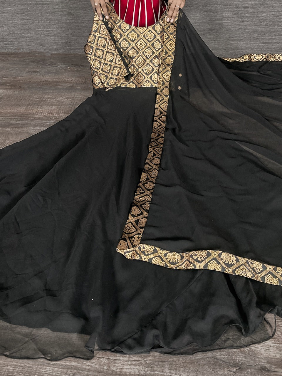 Black color designer gown for royal look - Joshindia