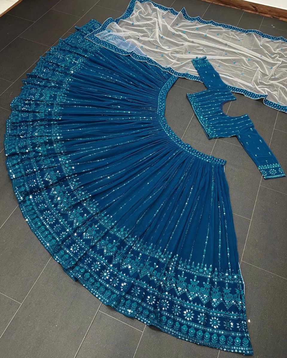 Beautiful Sky Blue designer Lehenga Choli For great looks - Joshindia