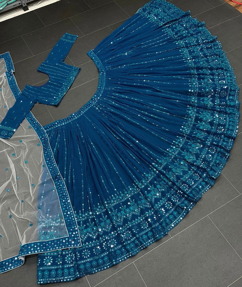 Beautiful Sky Blue designer Lehenga Choli For great looks - Joshindia