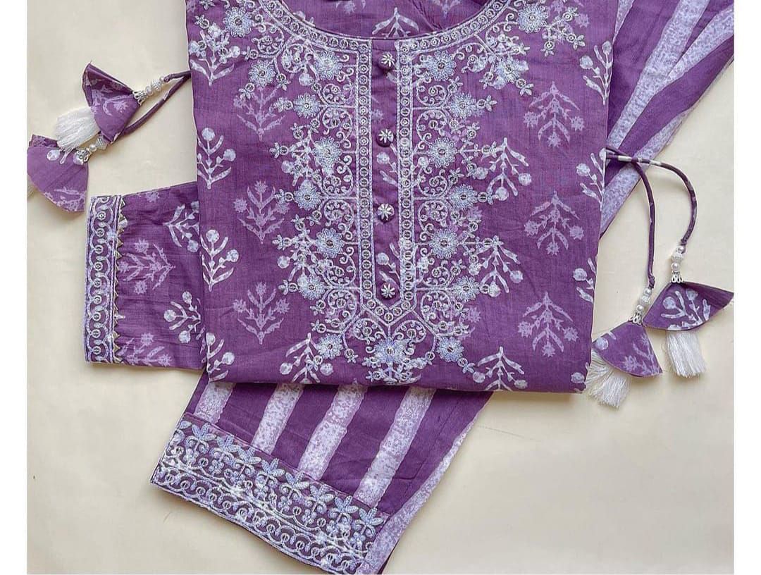 Heavy Kurti with pant and cotton fabric - Joshindia