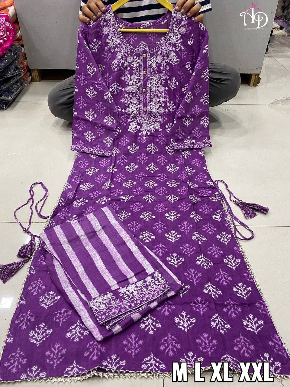 Heavy Kurti with pant and cotton fabric - Joshindia