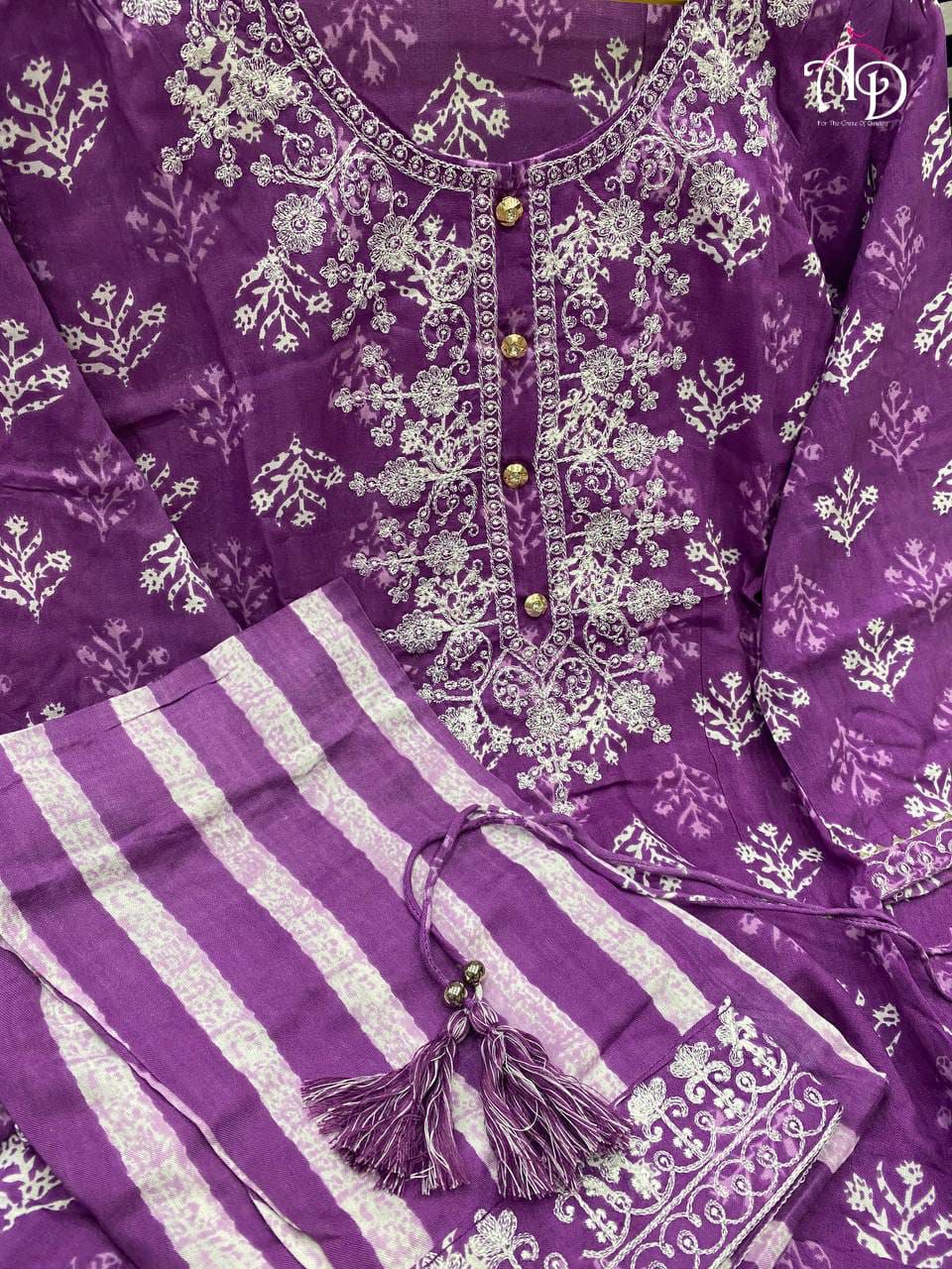 Heavy Kurti with pant and cotton fabric - Joshindia