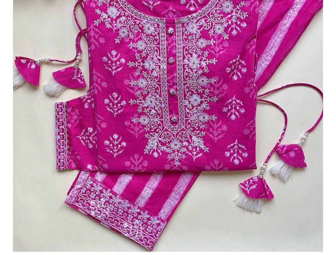 Buy Pink color lucknowi style kurta set for stylish look - Joshindia