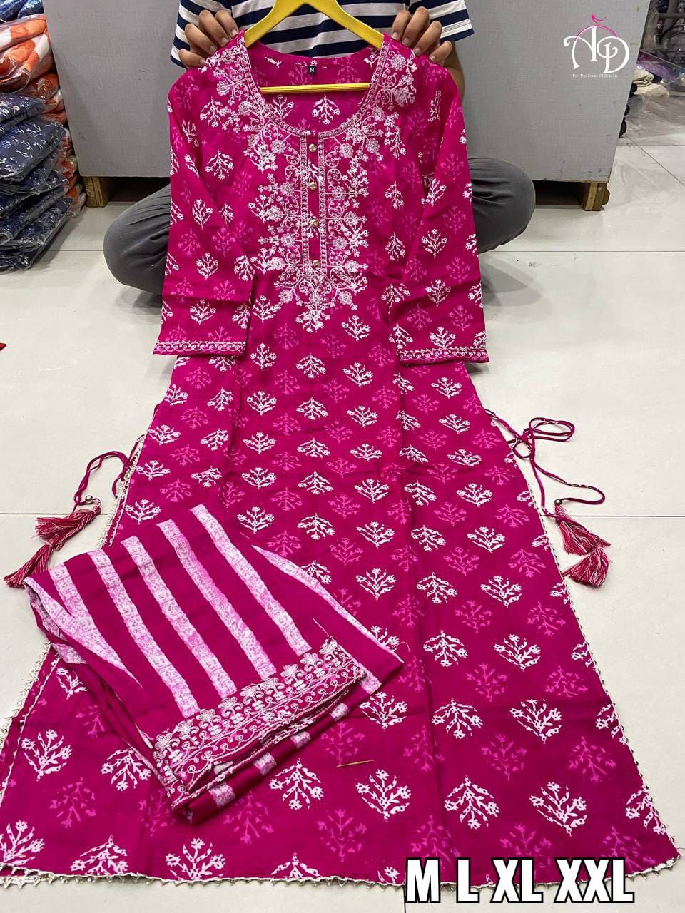 Buy Pink color lucknowi style kurta set for stylish look - Joshindia