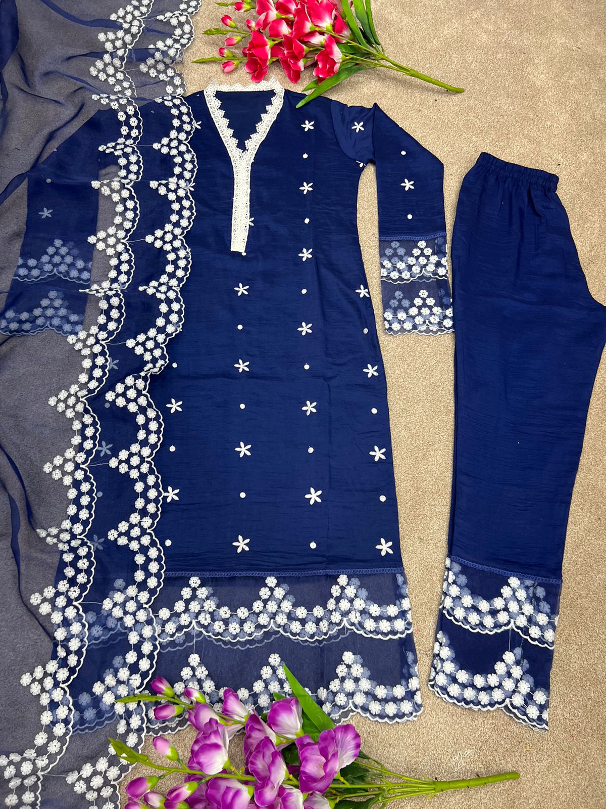 buy blue and white cotton kurti online - Joshindia