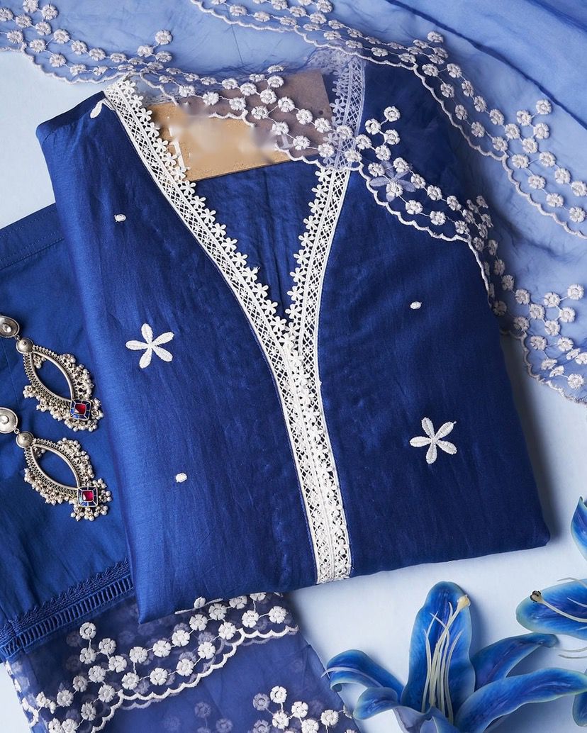 buy blue and white cotton kurti online - Joshindia