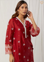 Buy Redcolor lucknowi style kurta set for stylish look - Joshindia