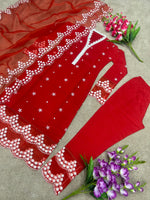 Buy Redcolor lucknowi style kurta set for stylish look - Joshindia
