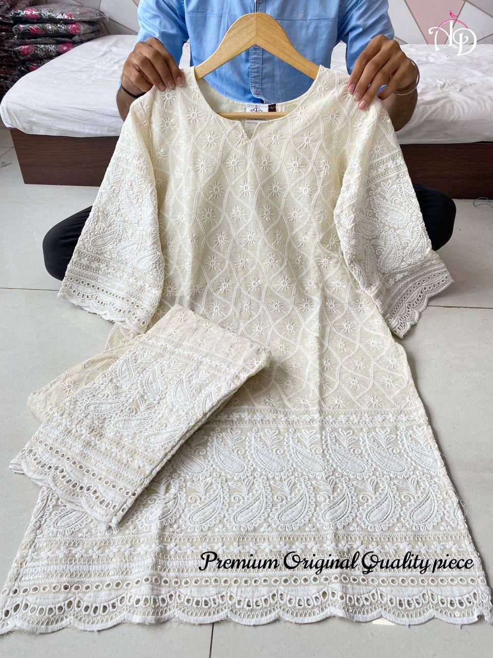 Beautiful Cotton Chikankari dress At Affordable Price - Joshindia