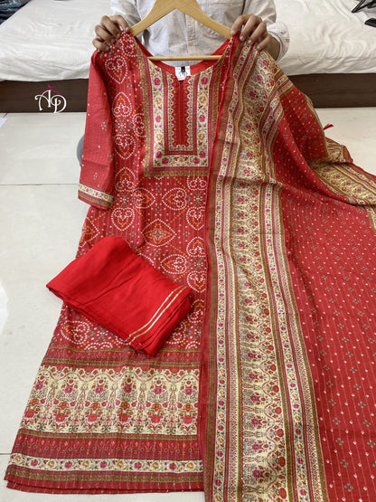 Buy Red color lucknowi style kurta set for stylish look