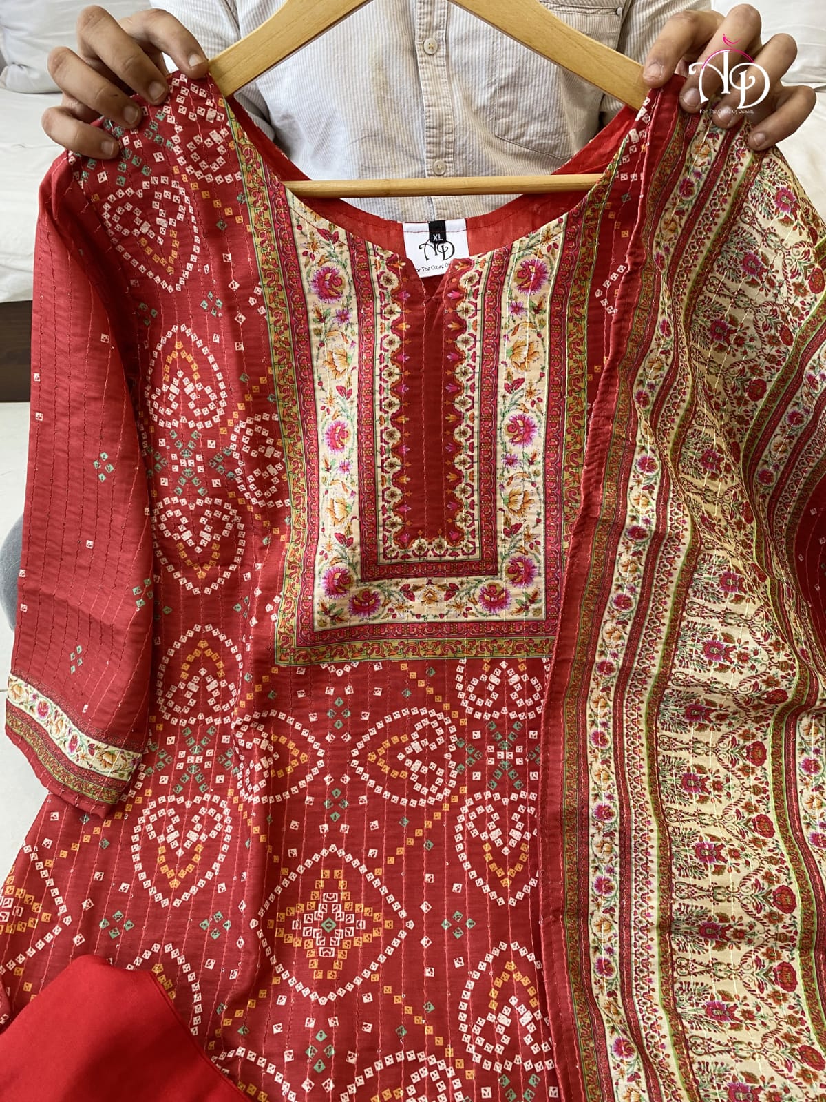 Buy Red color lucknowi style kurta set for stylish look