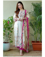 Beautiful White Color Cotton Kurta Set - Joshindia