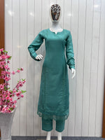 Buy Rama color lucknowi style kurta set for stylish look - Joshindia
