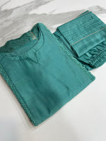 Buy Rama color lucknowi style kurta set for stylish look - Joshindia