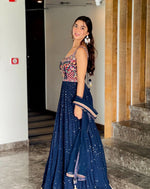 Blue color ready to wear gown for wedding function buy online - Joshindia