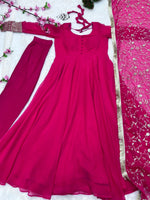 Pure Traditional look designer gown at affordable rate in pink color - Joshindia