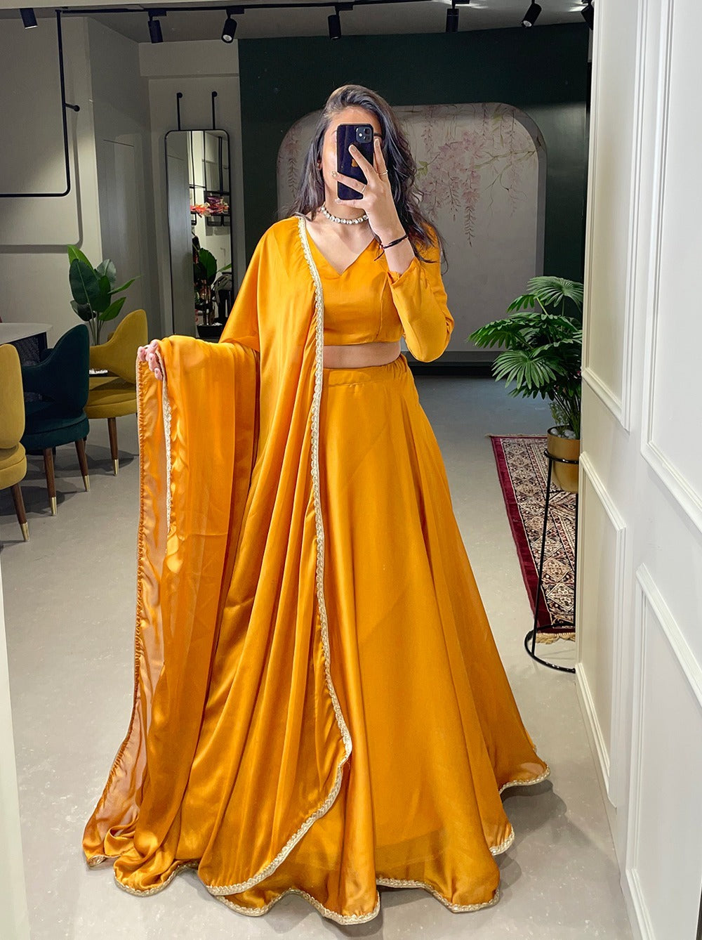 Yellow color designer Silk lehenga choli At Affordable Price - Joshindia