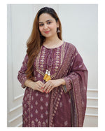 Trending Wine Color Lucknowi Style Kurta Set For Stylish Look - Joshindia
