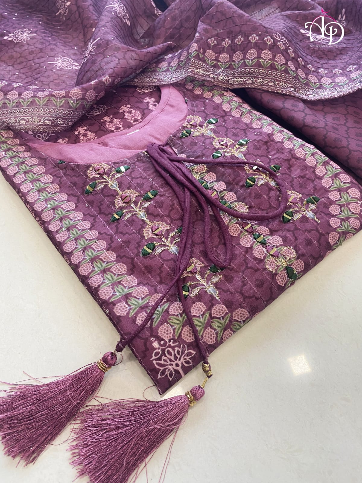 Trending Wine Color Lucknowi Style Kurta Set For Stylish Look - Joshindia
