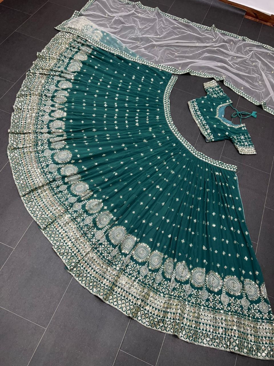Green Color Designer Sequence Work Lehenga Choli - Joshindia
