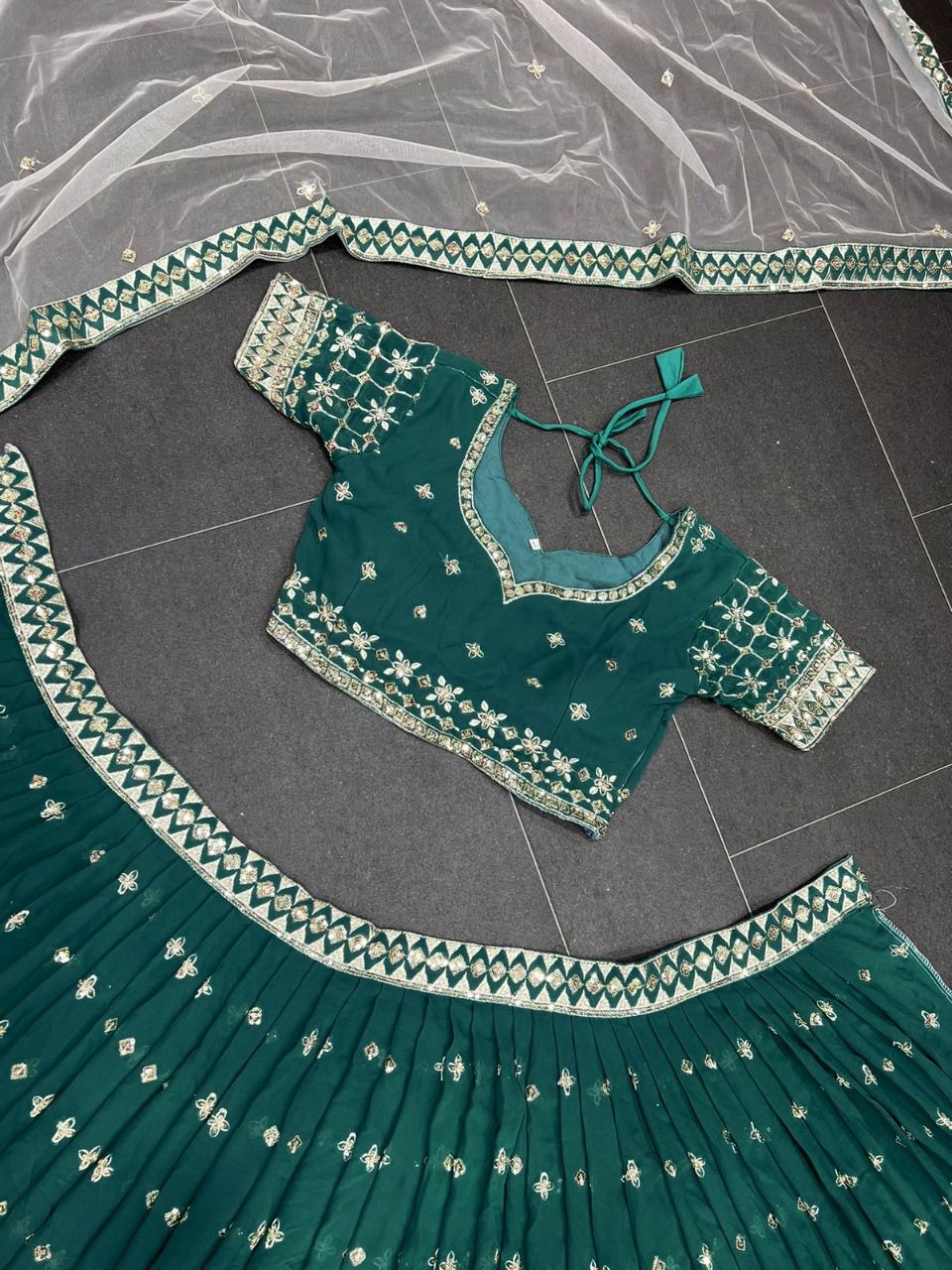 Green Color Designer Sequence Work Lehenga Choli - Joshindia