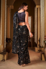 Buy Black Color Party Wear Georgette Designer Saree At Best Price - Joshindia