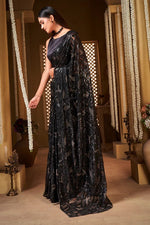 Buy Black Color Party Wear Georgette Designer Saree At Best Price - Joshindia