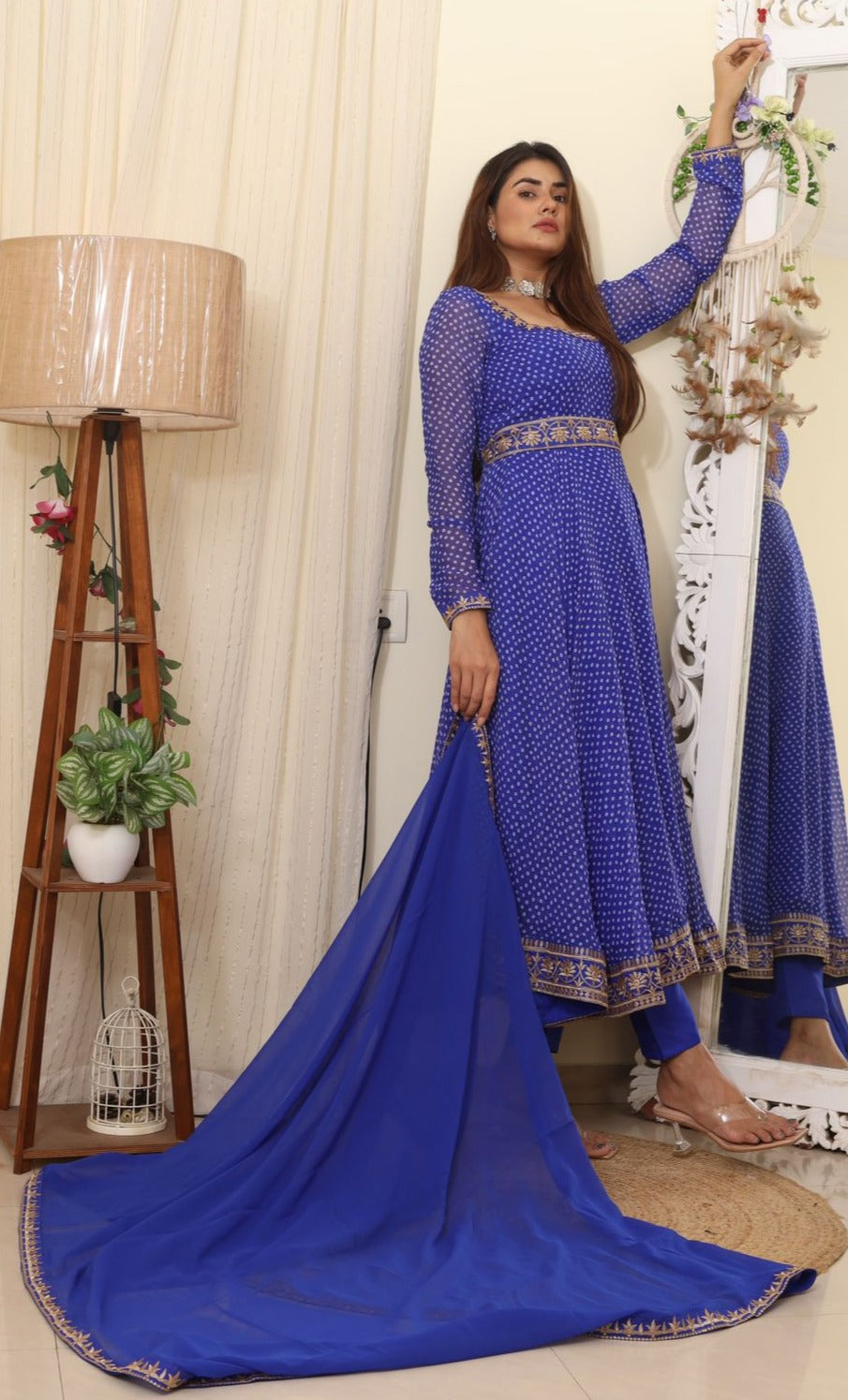 Buy Most Beautiful Blue Georgette Trending Designer Party Wear Kurta Set For Girls - Joshindia