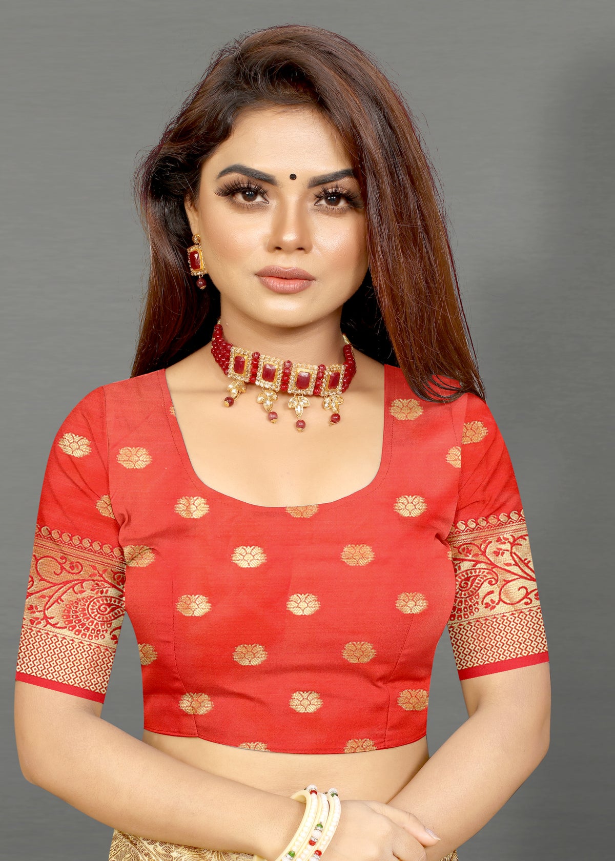 Orange and Yellow color banarasi silk saree - Joshindia