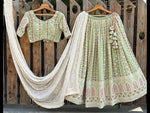 Trending Mint green color designer mirror work lehenga choli buy now