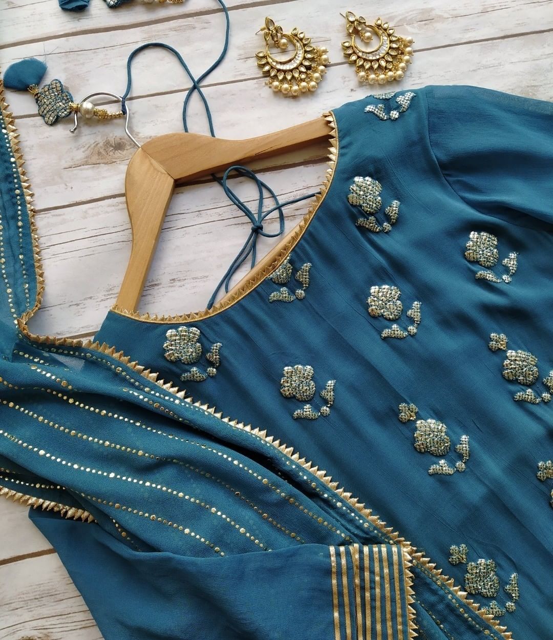 Beautiful turquoise blue color georgette stylish salwar suit - Joshindia