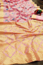 light pink coloor jacqaurd silk saree - Joshindia