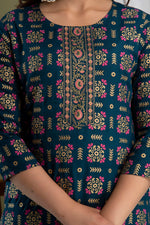Gold Printed Straight KurtiWithPant and mulmul DUPPATTA - Joshindia