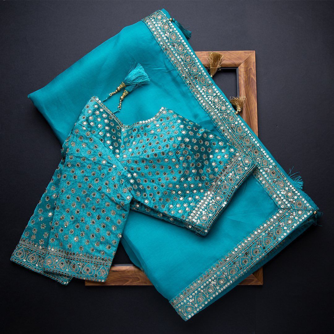 Beautiful Sky Blue Saree For Wedding Buy Now – Joshindia