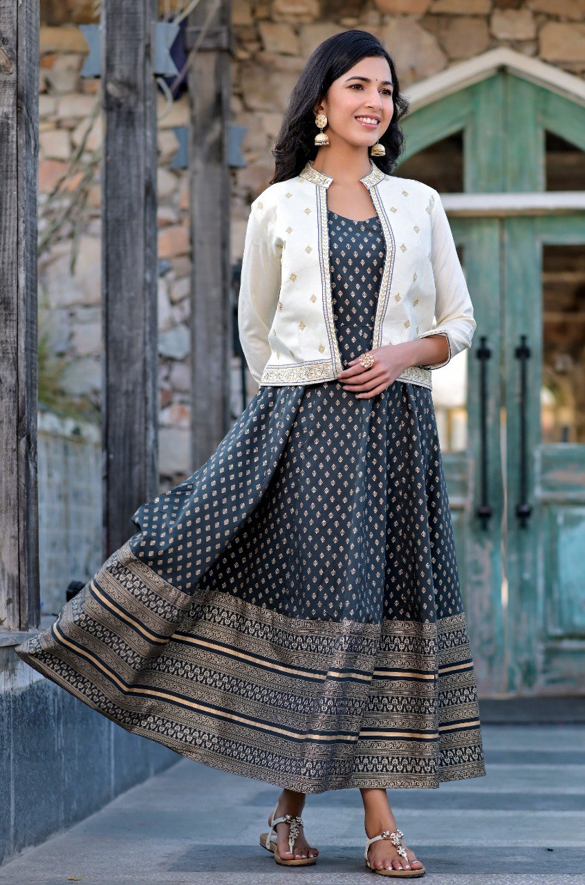 Beautiful jacket style indian outfit buy now - Joshindia