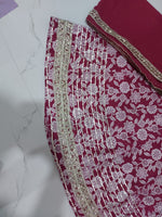 Wine Anarkali suit with beautiful gota lace handwork duppta and paint - Joshindia