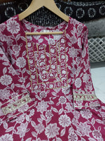 Wine Anarkali suit with beautiful gota lace handwork duppta and paint - Joshindia