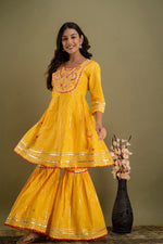 yellow color beautiful sharara set buy now - Joshindia