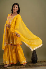 yellow color beautiful sharara set buy now - Joshindia