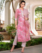 heavy Beautiful Reyon Print Kurti With Pant WiTH chanderi dupatta - Joshindia