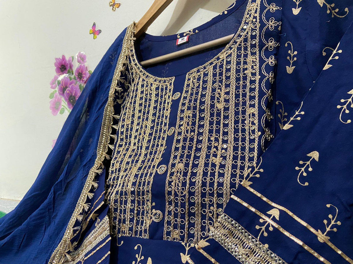 Navy Blue color beautiful sharara set buy now - Joshindia