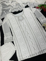 White Color Georgette Designer Kurta Set - Joshindia