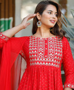 Beautiful Sequence Zari Computer Embroidered work With Kurti With Pant And Chifon Dupatta - Joshindia