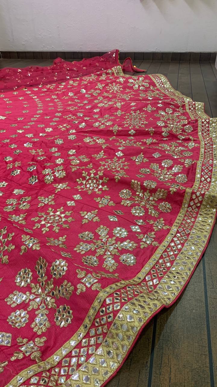 pink color mirror work lehenga choli at affordable price - Joshindia